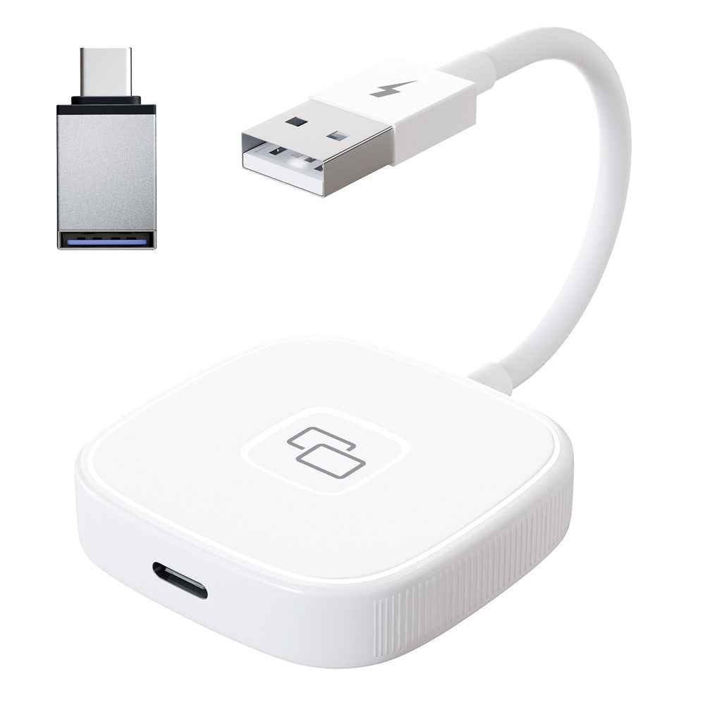 THT-020-7 Car Mirror Adapter AI BOX for iPhone Carplay to Car Display Adapter with USB-C Adapter, Wired Carplay Mirror Dongle - White