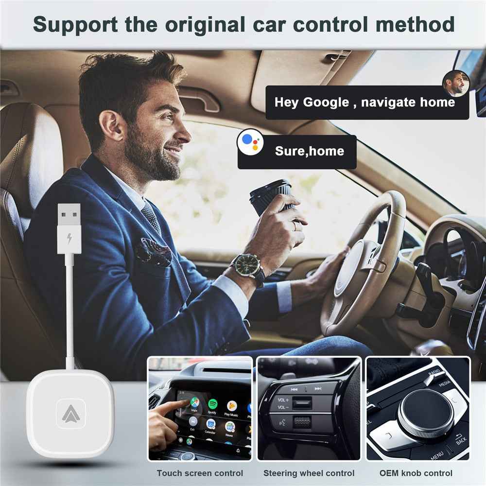THT-020-4+ Wireless CarPlay Adapter Wired to Wireless Android Auto CarPlay Converter Support USB / Type-C Interface