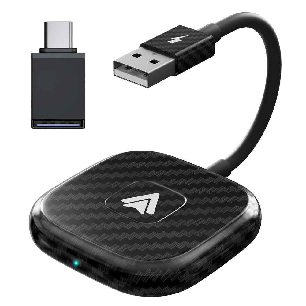 THT-020-4+ Wireless Car Player Adapter Wired to Wireless Android Auto Car Play Converter Support USB / Type-C Interface, Black