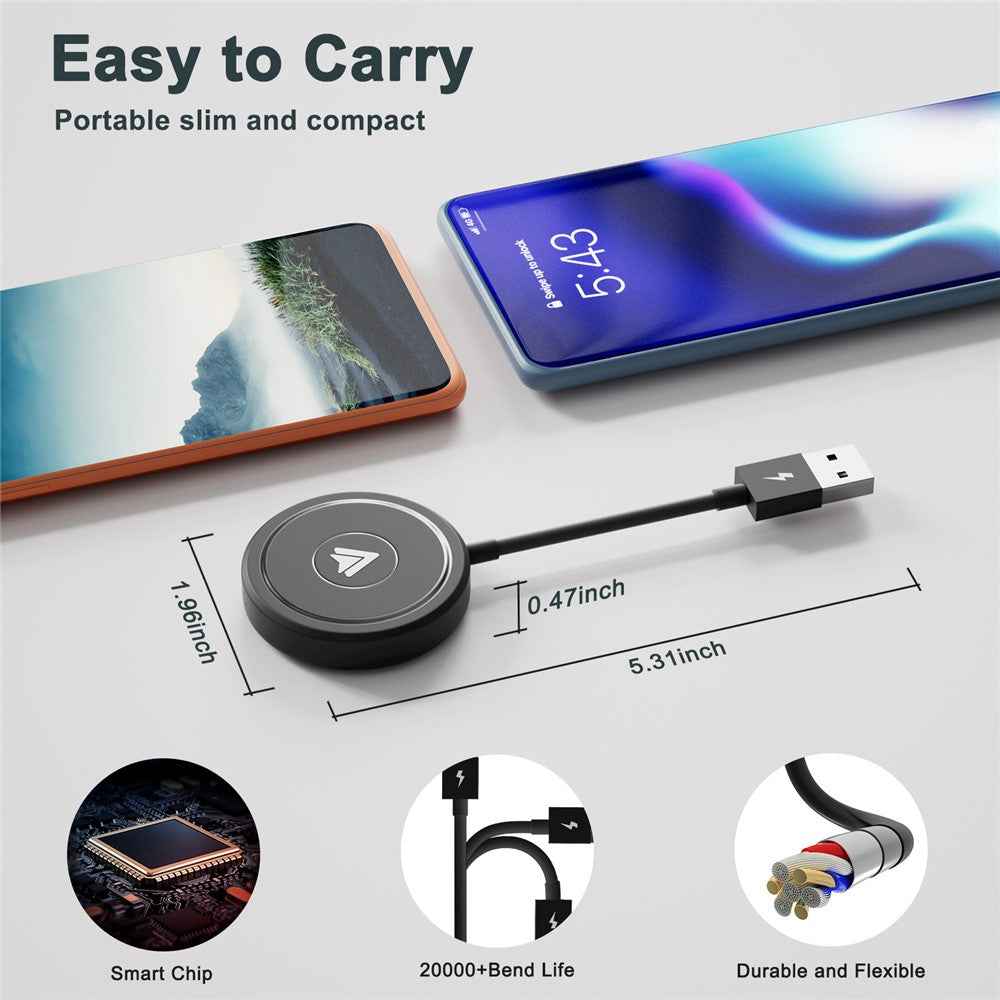 THT-020-5+ Android Auto Wireless Carplay Converter Wired to Wireless Carplay Adapter Support USB / Type-C Interface