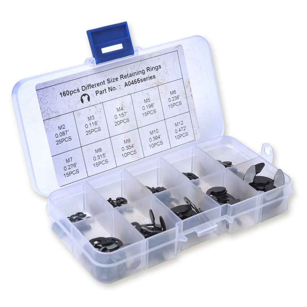 160Pcs 2mm-25mm Retaining Rings Car Truck Assorted E-Clip Snap Rings Kit