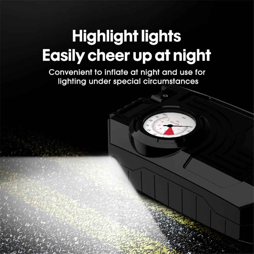 CARSUN C3011 Car Air Compressor 12V Portable Electric Car Tire Inflator Pump with Tyre Pressure Gauge / LED Light