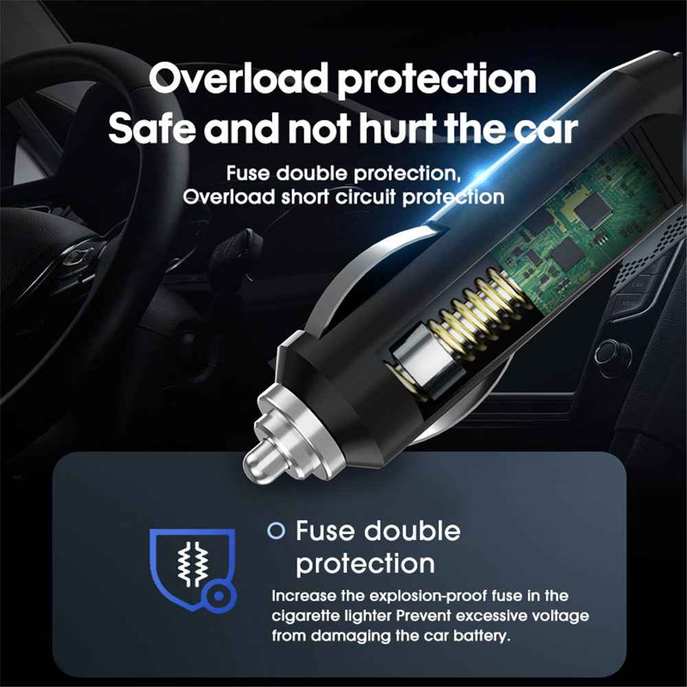 CARSUN C3011 Car Air Compressor 12V Portable Electric Car Tire Inflator Pump with Tyre Pressure Gauge / LED Light