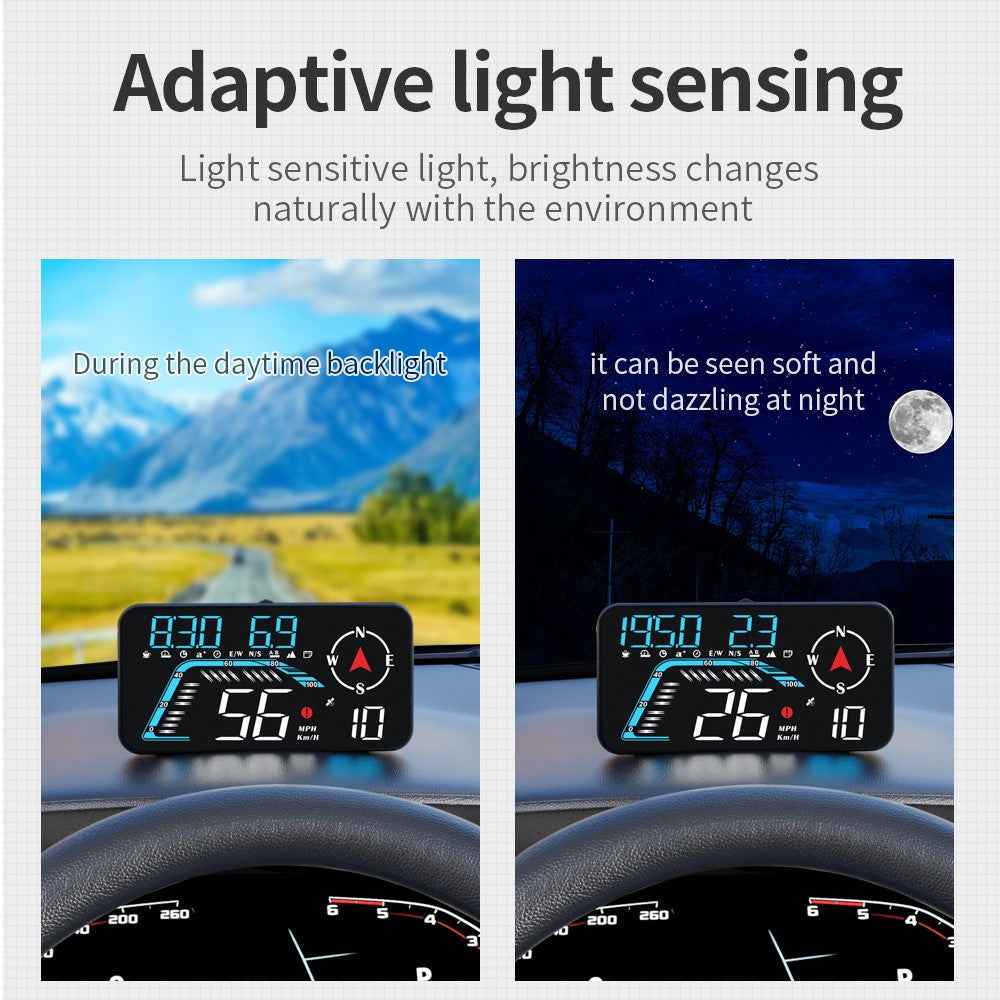G12 HUD GPS Digital Car Speedometer Windshield Suction Cup Mount Head-Up Display - Blue+White