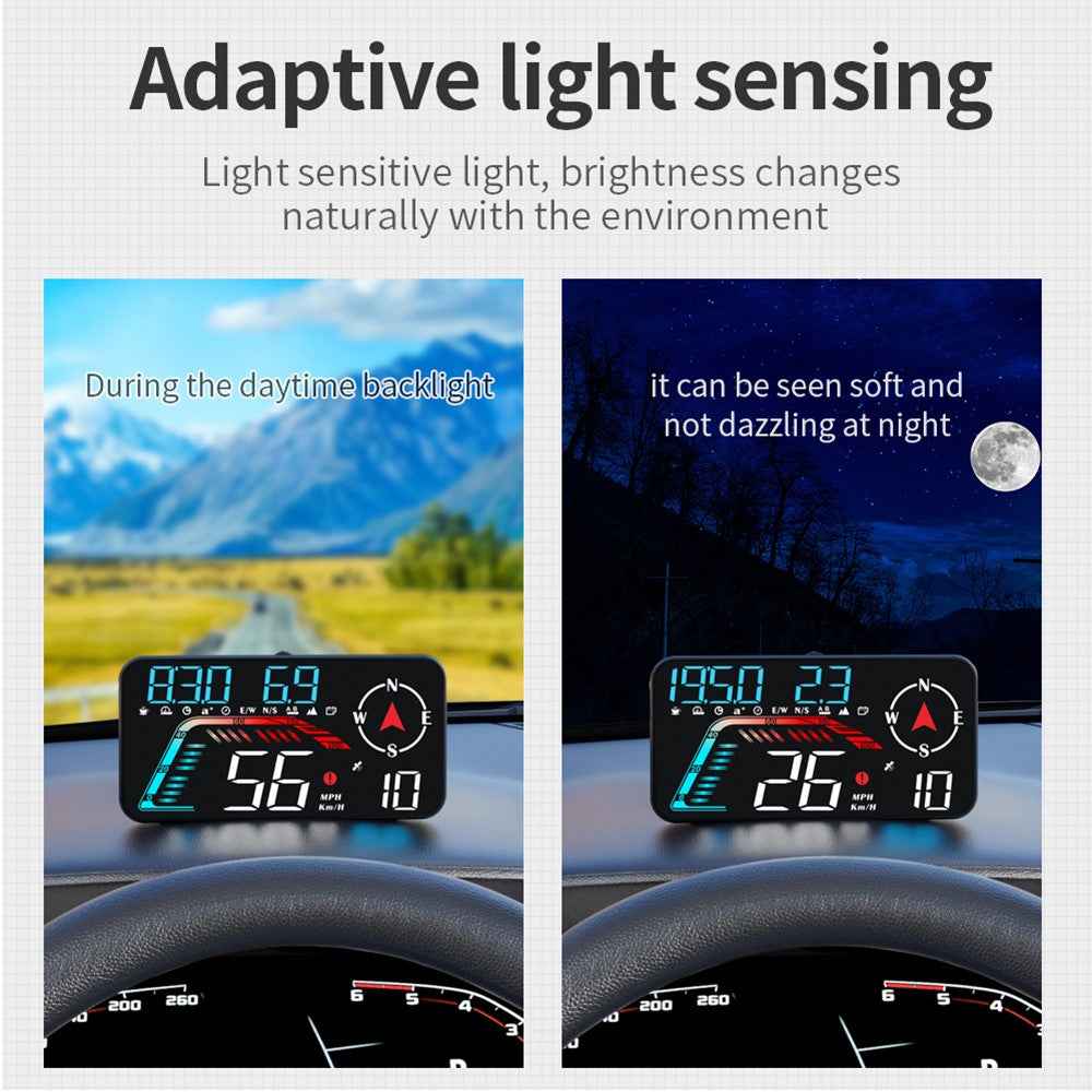 G12 HUD GPS Digital Car Speedometer Windshield Suction Cup Mount Head-Up Display - Multi-color