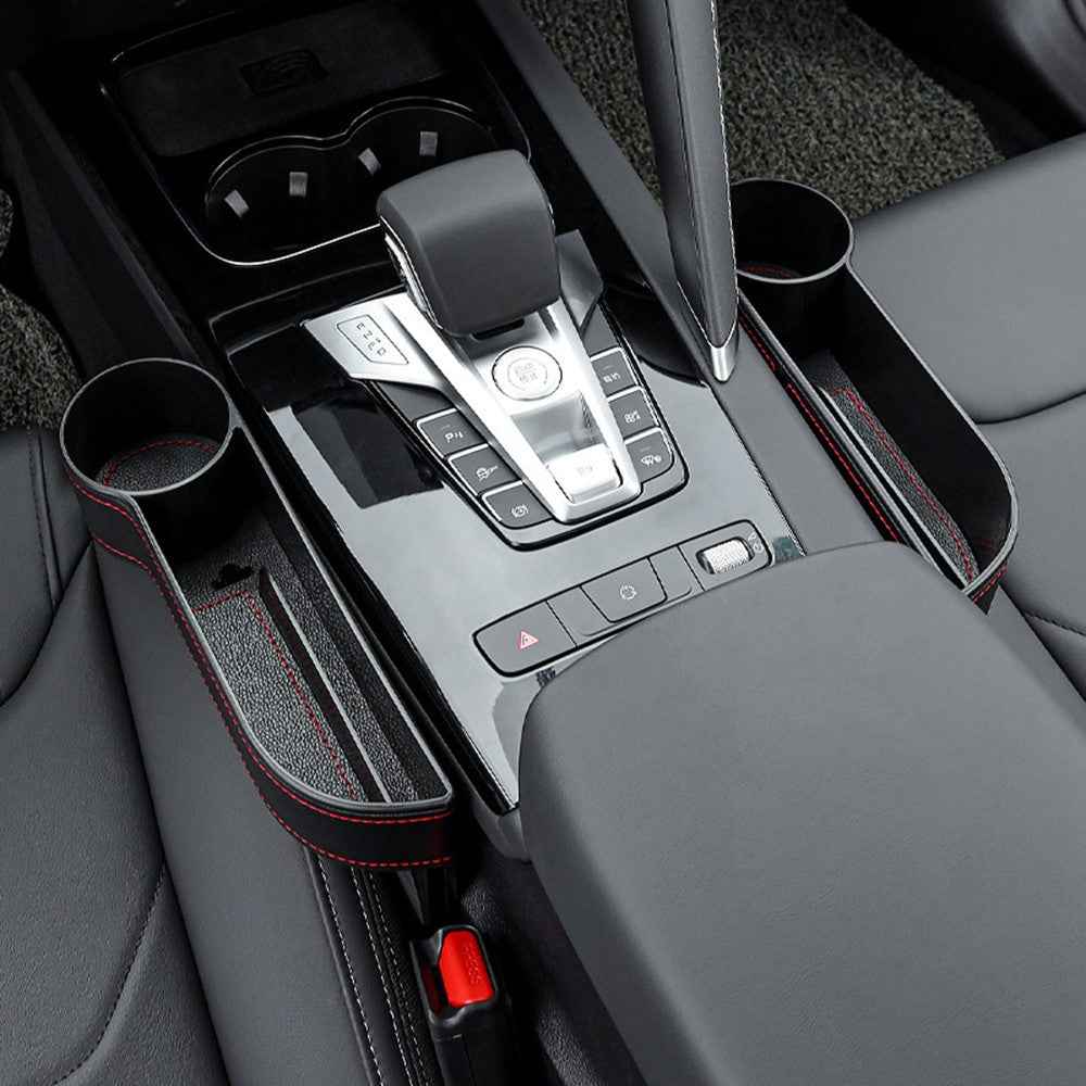 HY-C16 Multifunctional Auto Seat Gap Storage Box Car Cup Holder Seat Organizer - Passenger Side/Black