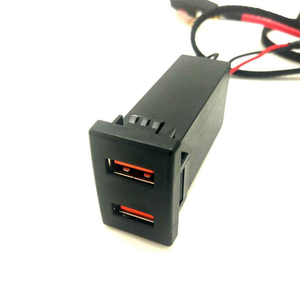 Dual Port USB QC3.0 Car Charger Socket Voltmeter Fast Charging Adapter Modification Accessory for Mazda