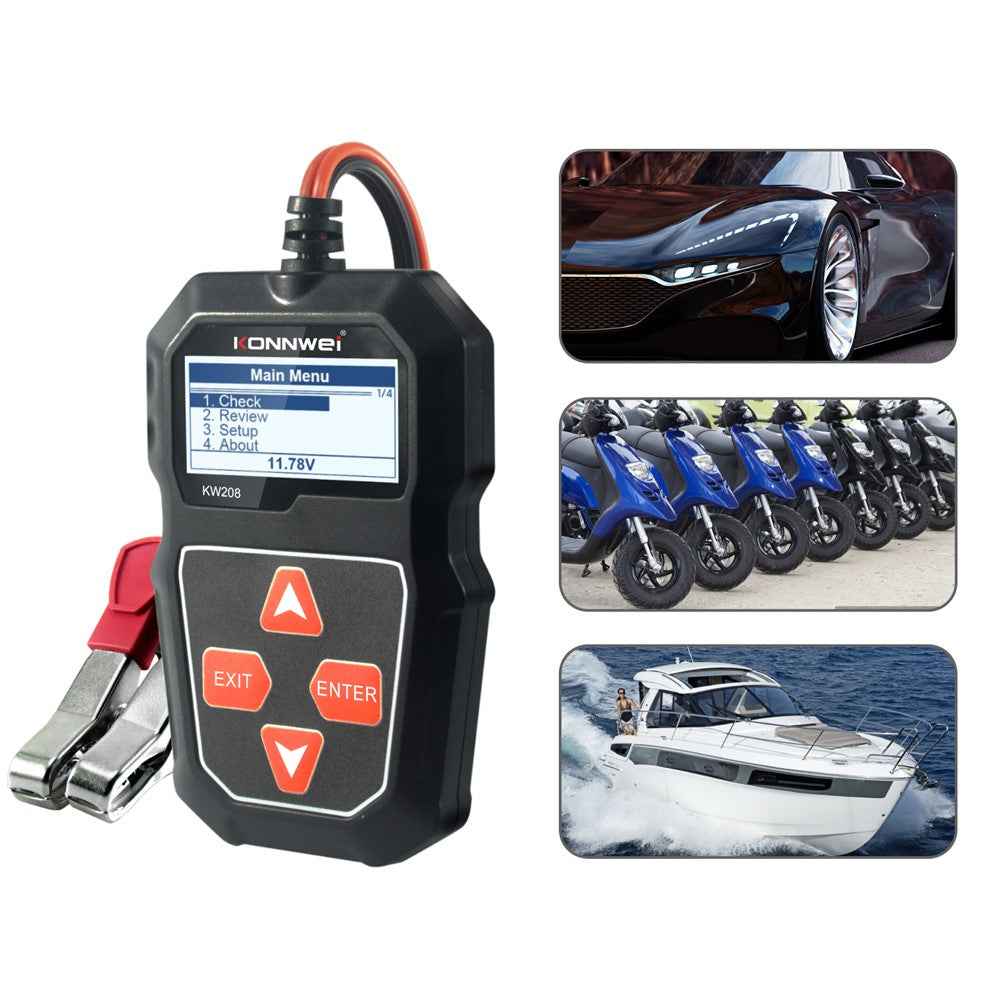 KONNWEI KW208 Automotive Battery Tester Car Digital 12V 100-2000CCA Cranking Charging System Test Tool