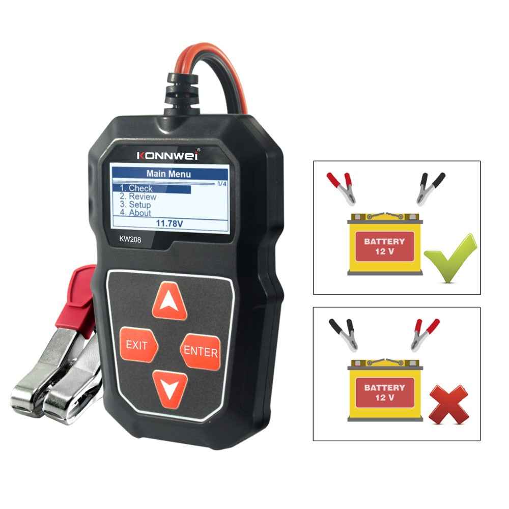 KONNWEI KW208 Automotive Battery Tester Car Digital 12V 100-2000CCA Cranking Charging System Test Tool