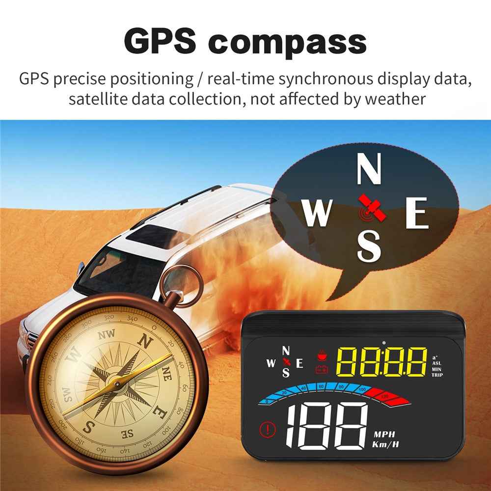 M16 Head-up Display Universal Car Speedometer HUD Projector LCD Display GPS Positioning