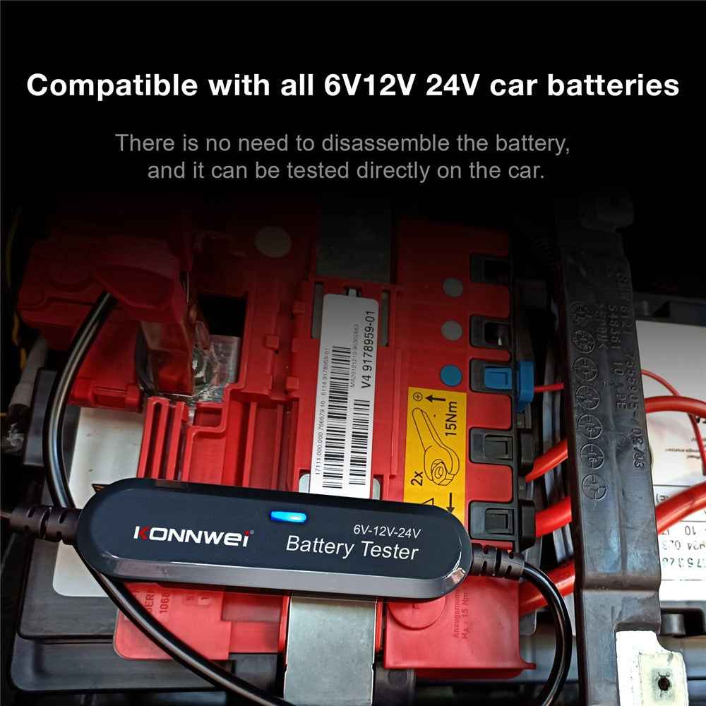 KONNWEI BK200 Multi-Function Bluetooth-compatible Battery Tester for Car Truck Motorcycle SUV Boat Yacht 6V 12V 24V Battery Tester - Black