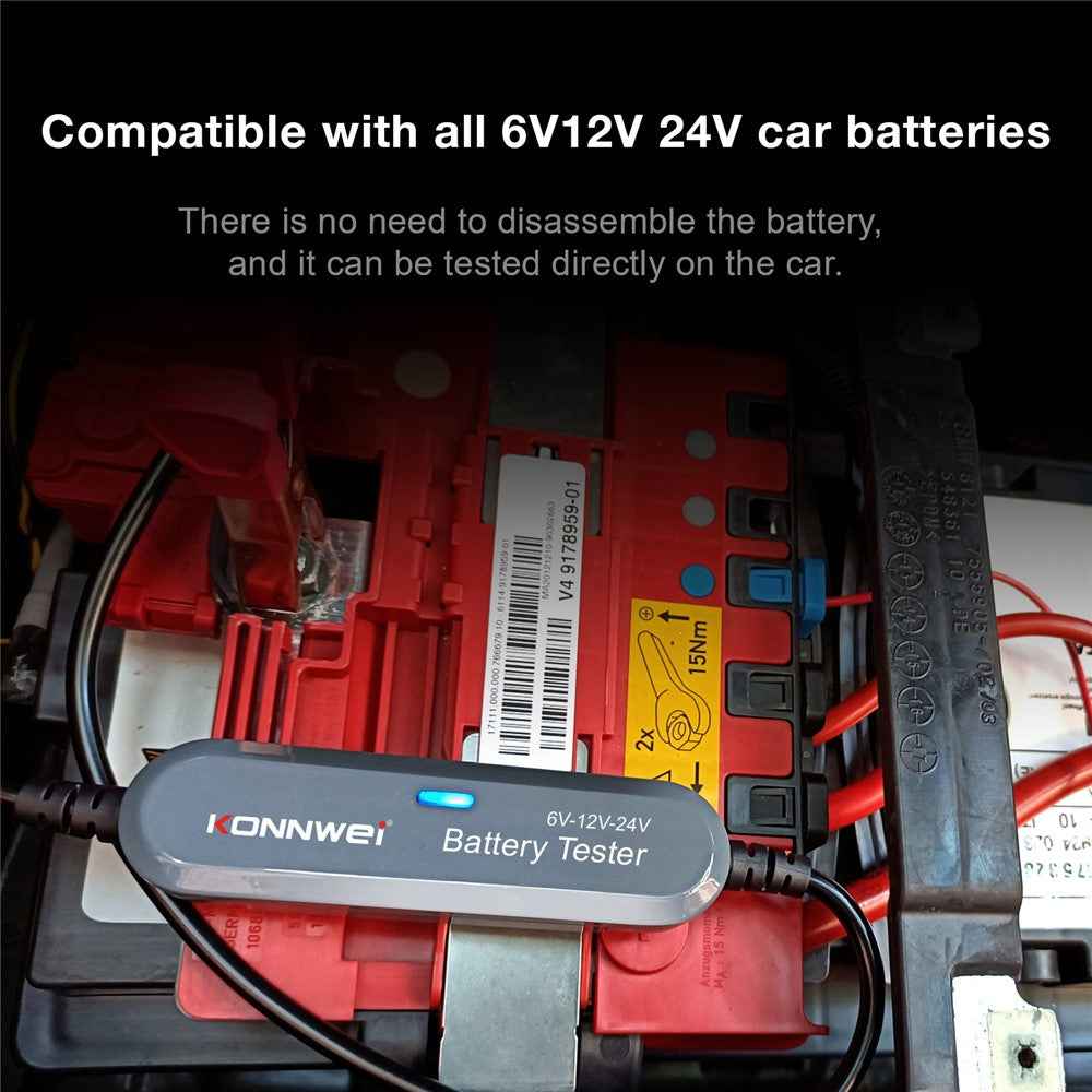 KONNWEI BK200 Multi-Function Bluetooth-compatible Battery Tester for Car Truck Motorcycle SUV Boat Yacht 6V 12V 24V Battery Tester - Silver