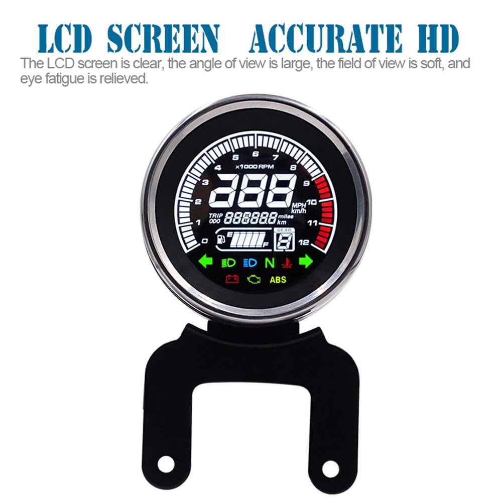 WUPP CS-782A1 LCD Light Digital Speedometer 12V Motorcycle Replacement Tachometer Odometer Fuel Gauge Oil