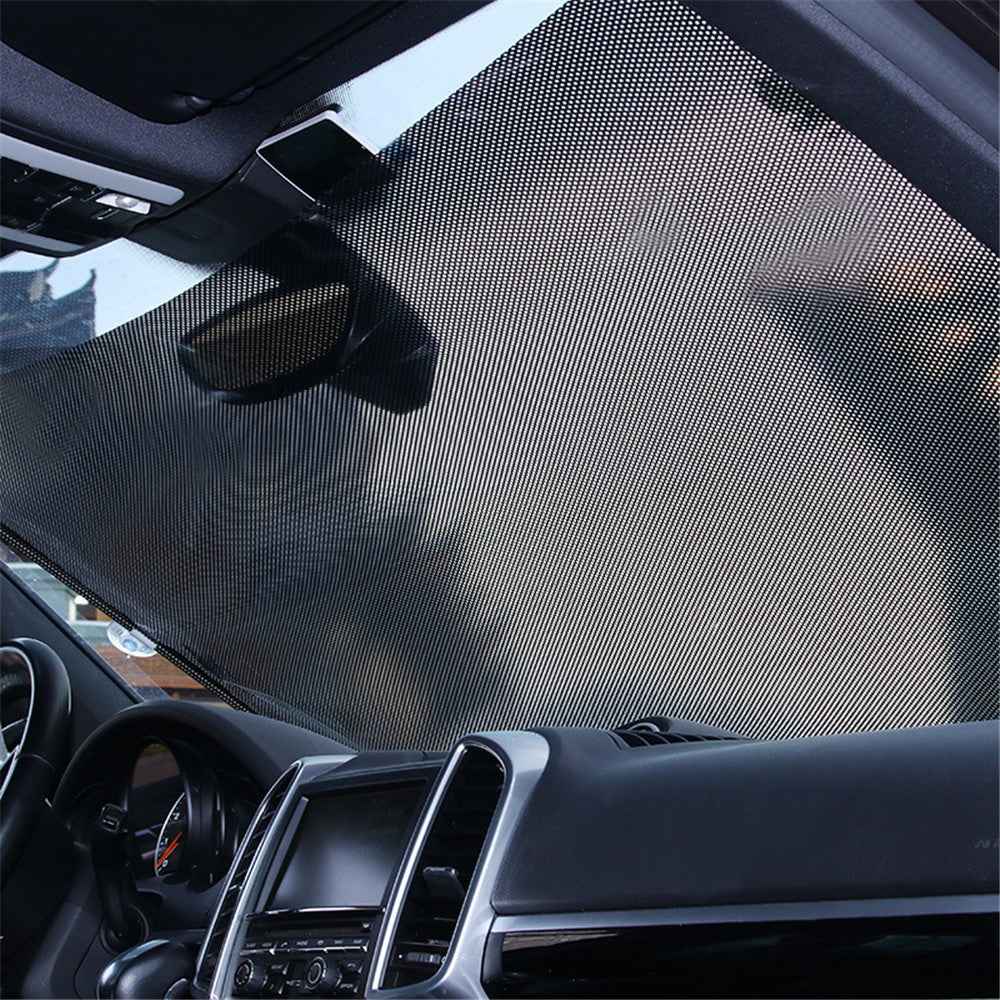 40*125cm Car Automatic Heat Insulation Retractable Windshield Window Sunshade Cover Shield Curtain - Black