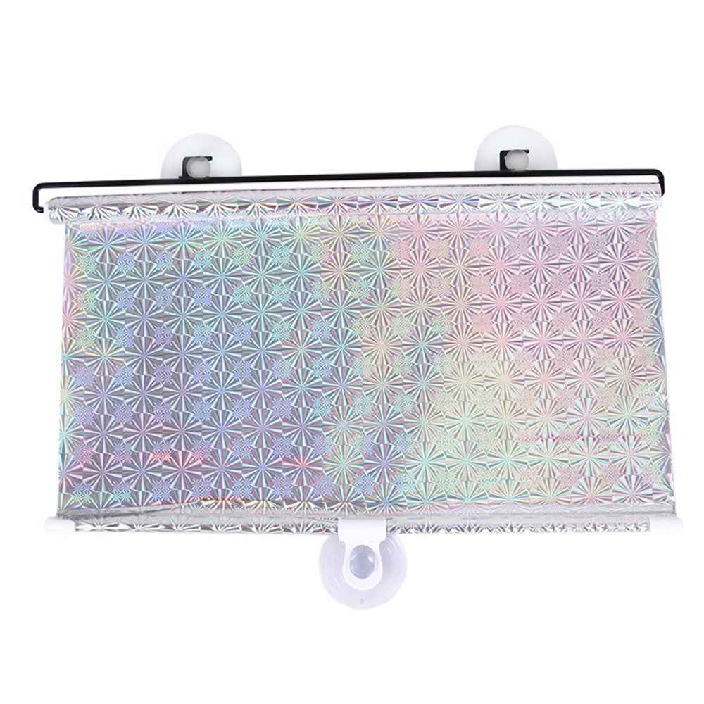 40*60cm Suction Cup Mount Automatic Retractable Sunshade Curtain Anti-UV Protection Truck Windshield Screen - Silver