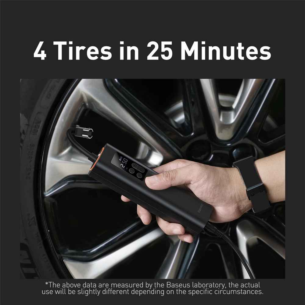 BASEUS Super Mini Inflator Pump Tire Pressure Gauge Digital Display Air Pump - Black