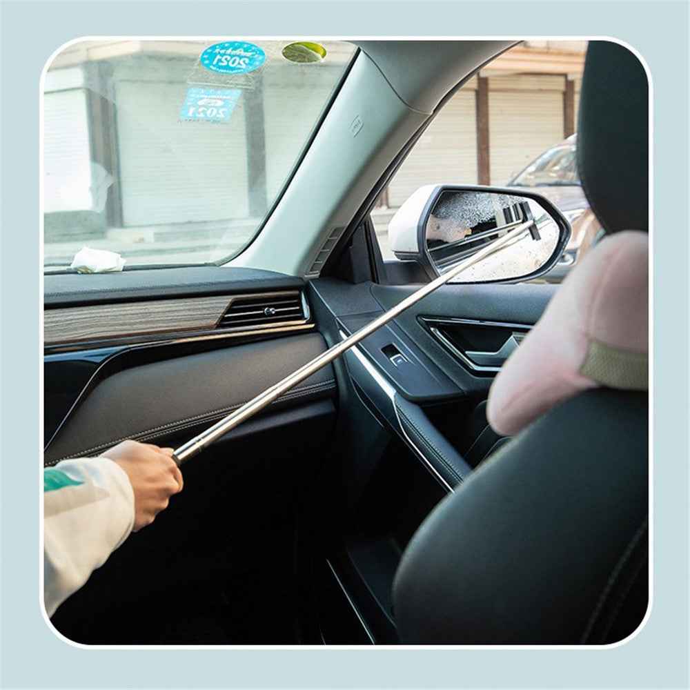Portable Retractable Car Rearview Mirror Wiper Quick Water Mist Removal Vehicle Rearview Mirror Glass Cleaning Tool - Black