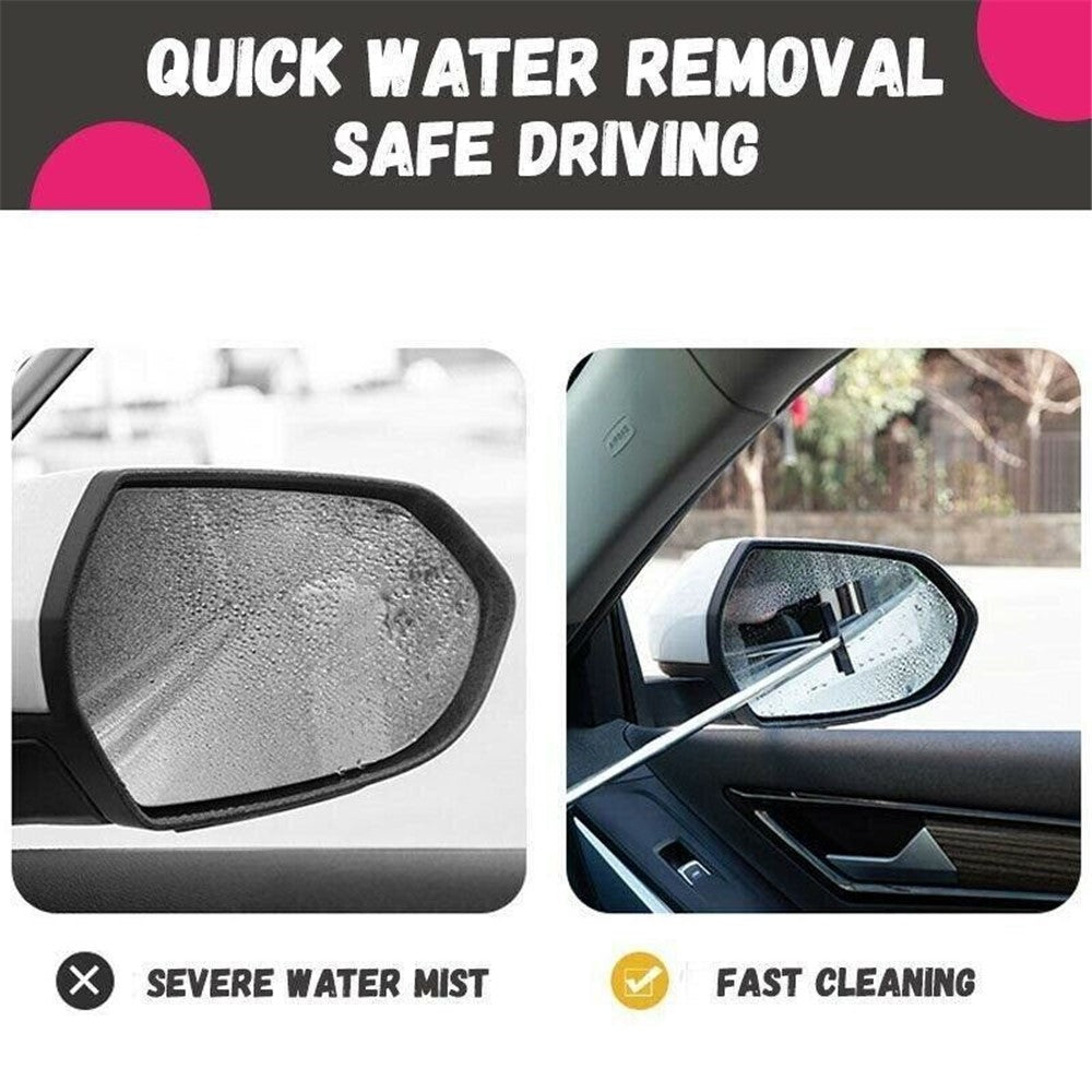 Portable Retractable Car Rearview Mirror Wiper Quick Water Mist Removal Vehicle Rearview Mirror Glass Cleaning Tool - Black