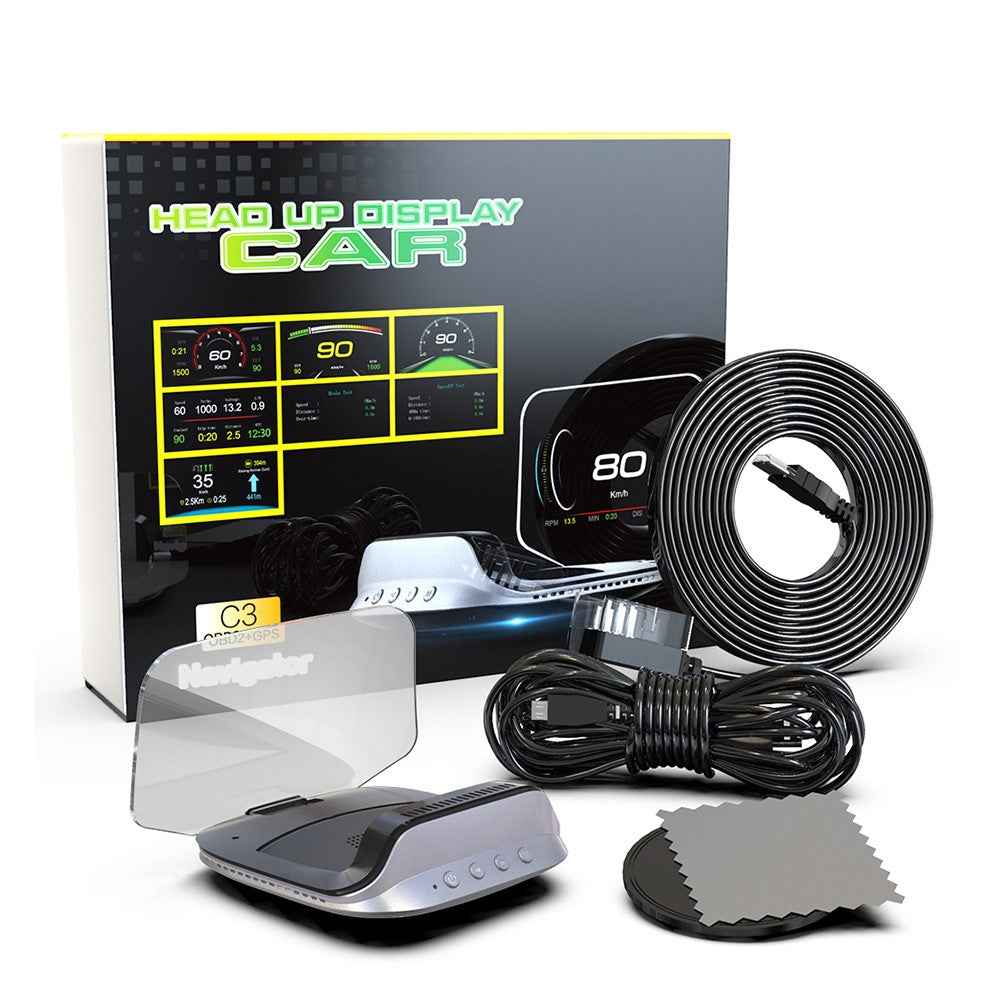 C3 OBD HUD Auto Projector GPS Navigation Speedometer Head Up Display Car Electronic Accessories