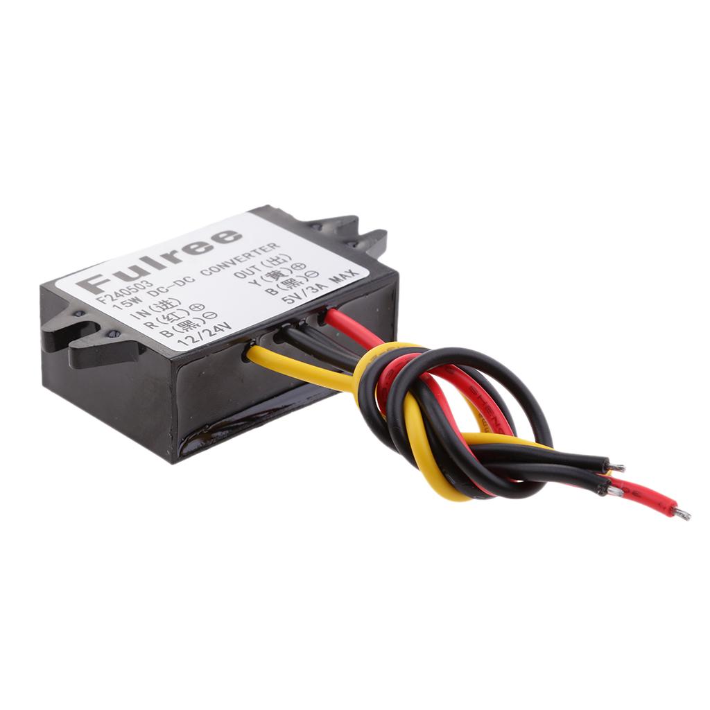DC Volt Converter 8-36V 12V/24V Step Down to 5V 3A/15W Car LED Power Supply Waterproof