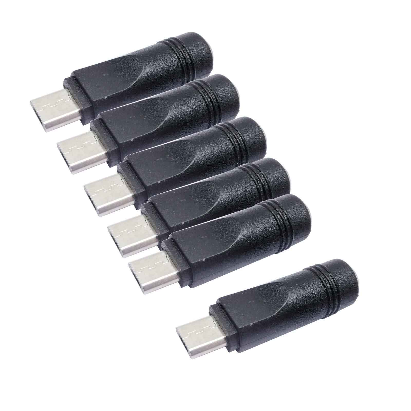 5Pieces DC Power Micro USB 5 Pin Male To 5.5x2.1mm Female Charging Adapter