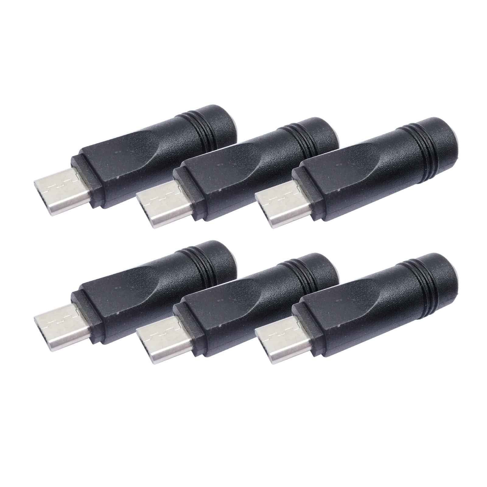 5Pieces DC Power Micro USB 5 Pin Male To 5.5x2.1mm Female Charging Adapter