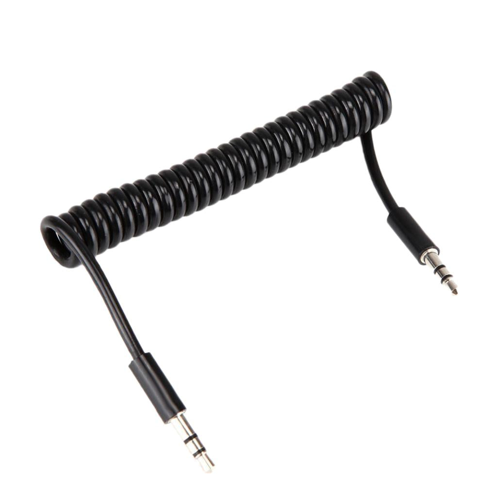 3.5mm 3 Pole Male to Male M/M Jack Audio Stereo Aux Spring Cable 1m