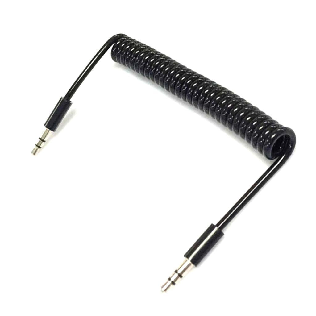 3.5mm 3 Pole Male to Male M/M Jack Audio Stereo Aux Spring Cable 1m