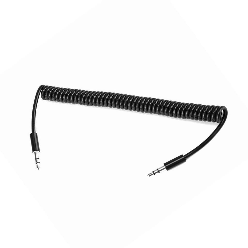 3.5mm 3 Pole Male to Male M/M Jack Audio Stereo Aux Spring Cable 1m