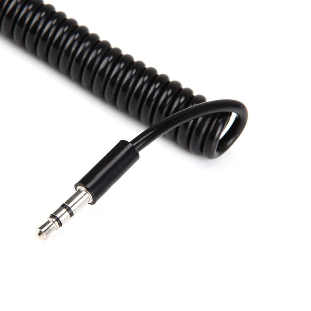 3.5mm 3 Pole Male to Male M/M Jack Audio Stereo Aux Spring Cable 1m