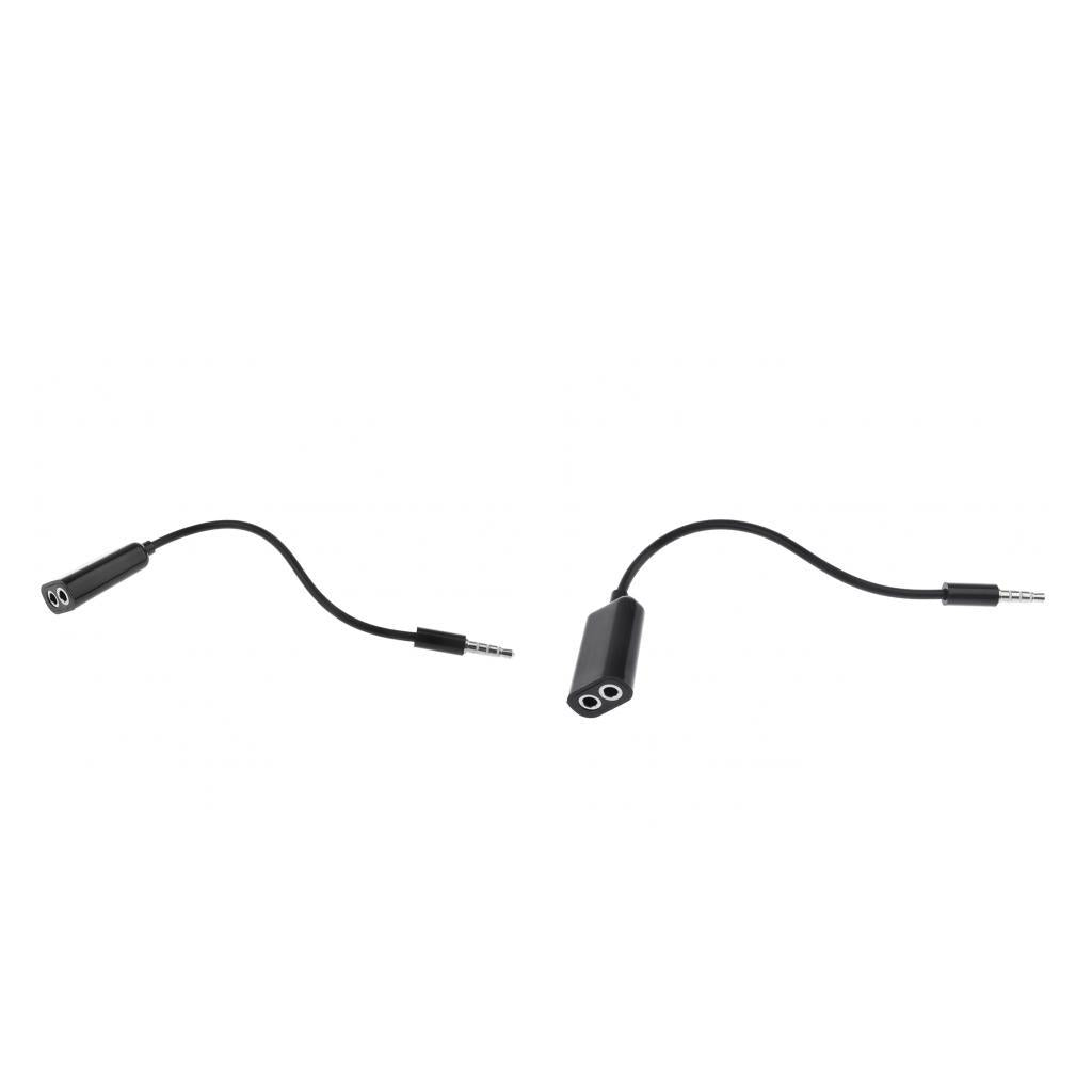 3.5mm Male to 2 Port 3.5mm Female Audio Splitter Adapter for Earphone black