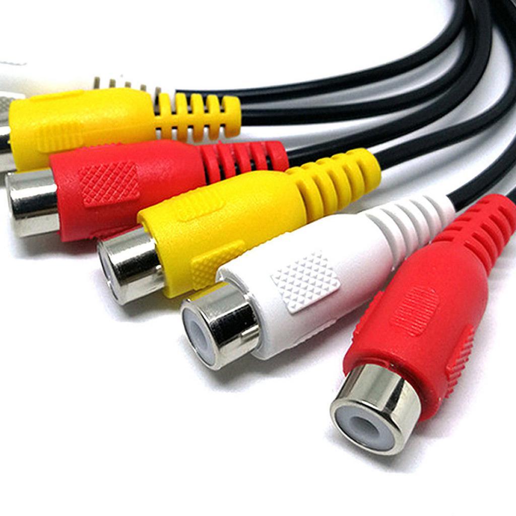 3 RCA Male Jack to 6 RCA Female Plug Splitter Audio Video AV Adapter