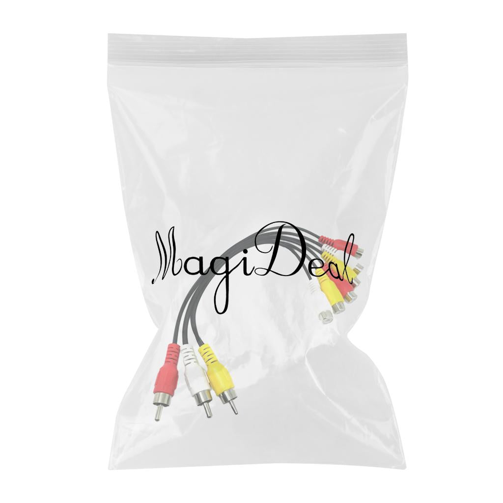 3 RCA Male Jack to 6 RCA Female Plug Splitter Audio Video AV Adapter
