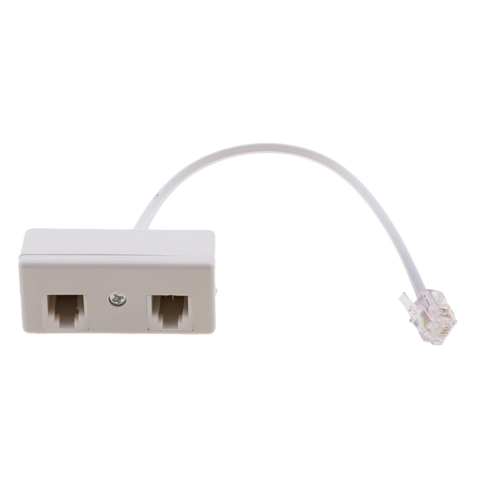 3x2-Way RJ11 Telephone Plug to Socket Adapter Splitter for Landline Telephone