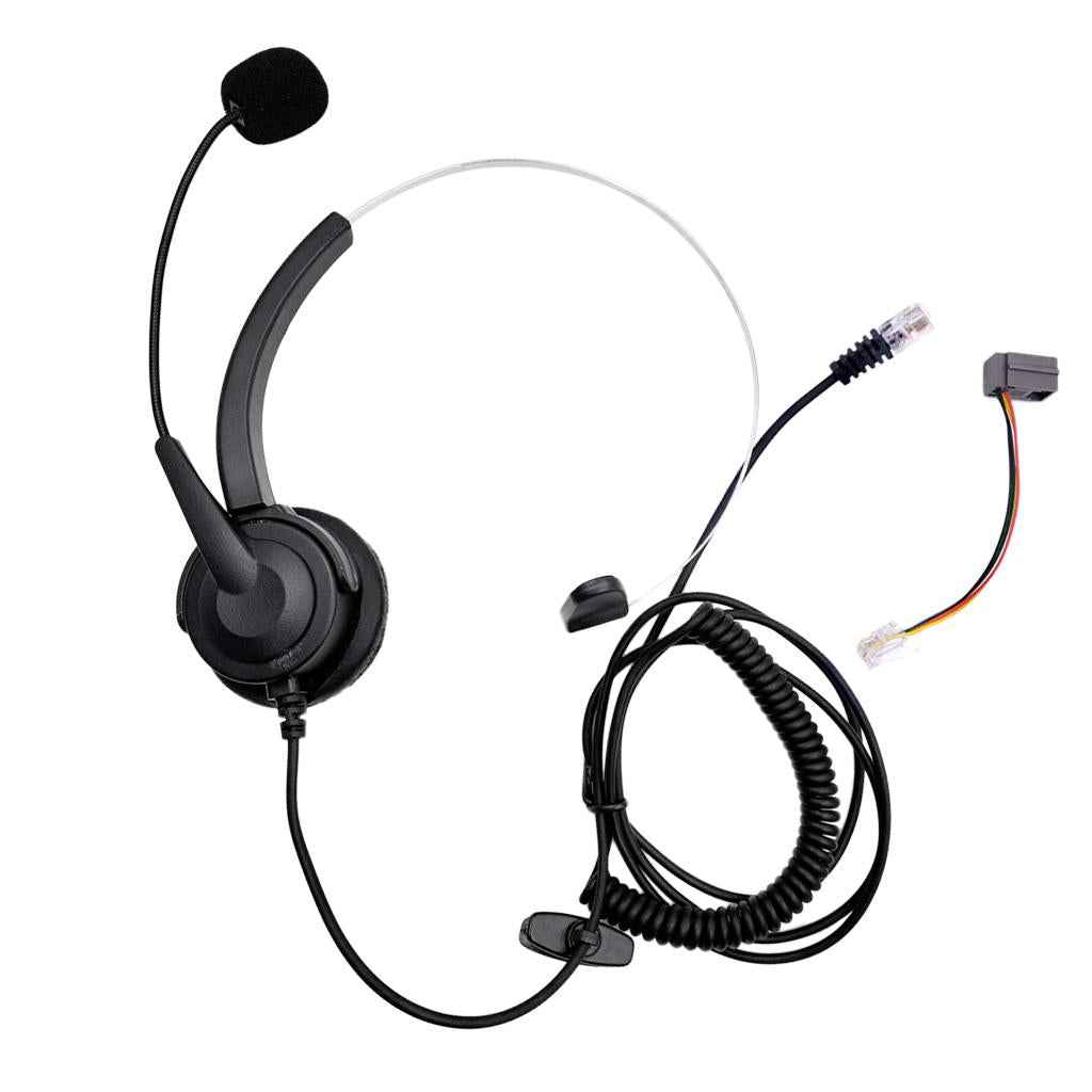RJ11 Handsfree Call Center Corded Telephone Monaural Headset black