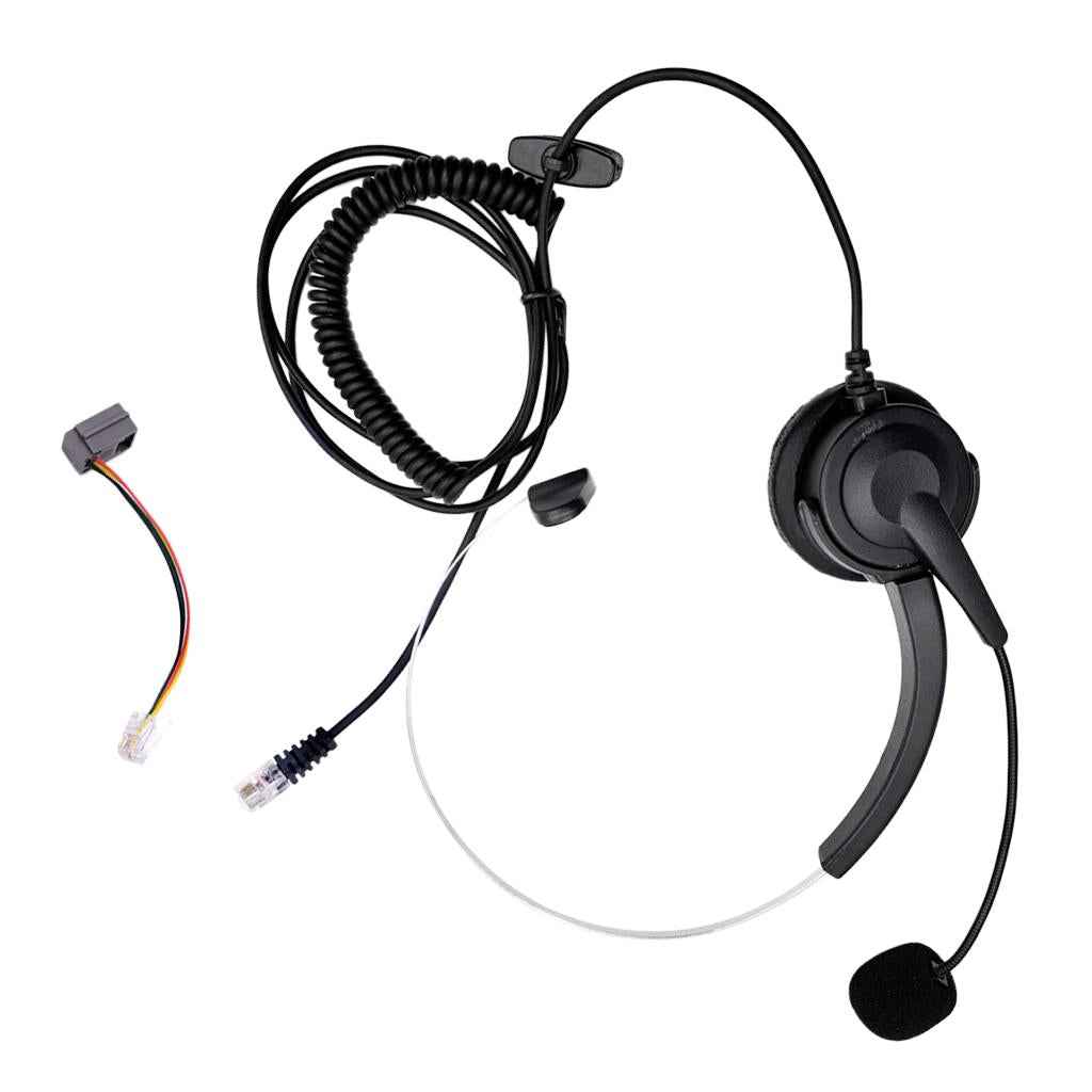 RJ11 Handsfree Call Center Corded Telephone Monaural Headset black