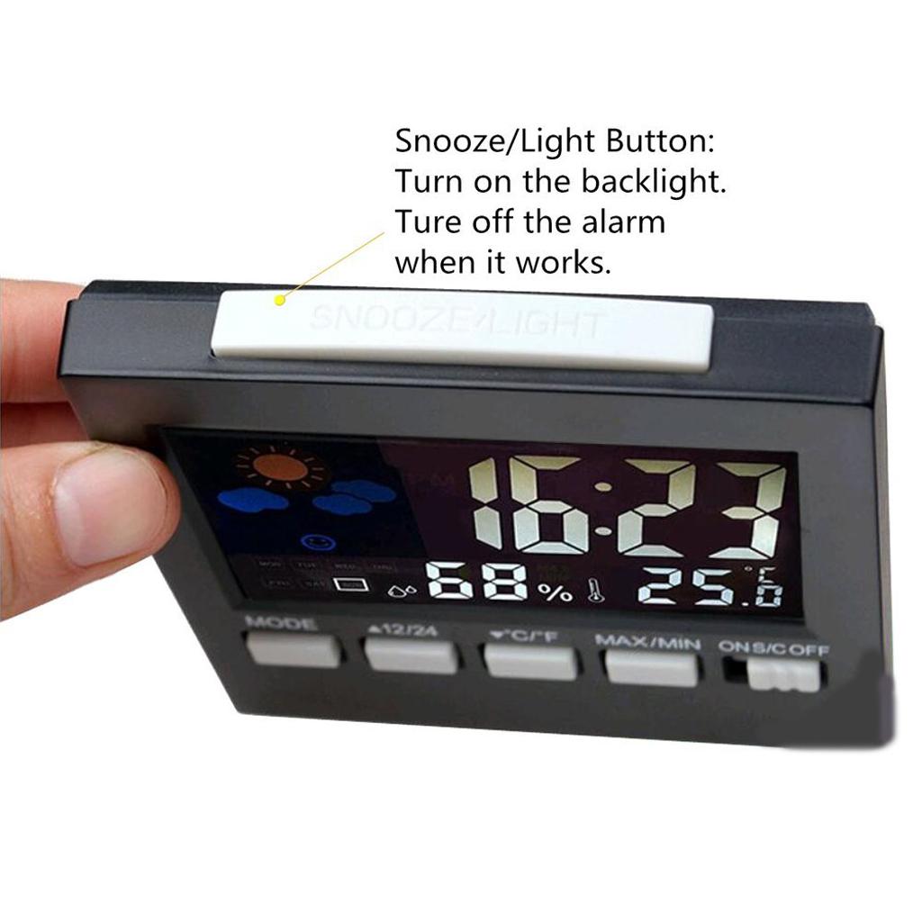 Weather Station Temperature Humidity Meter indoor Sensor Clock Black