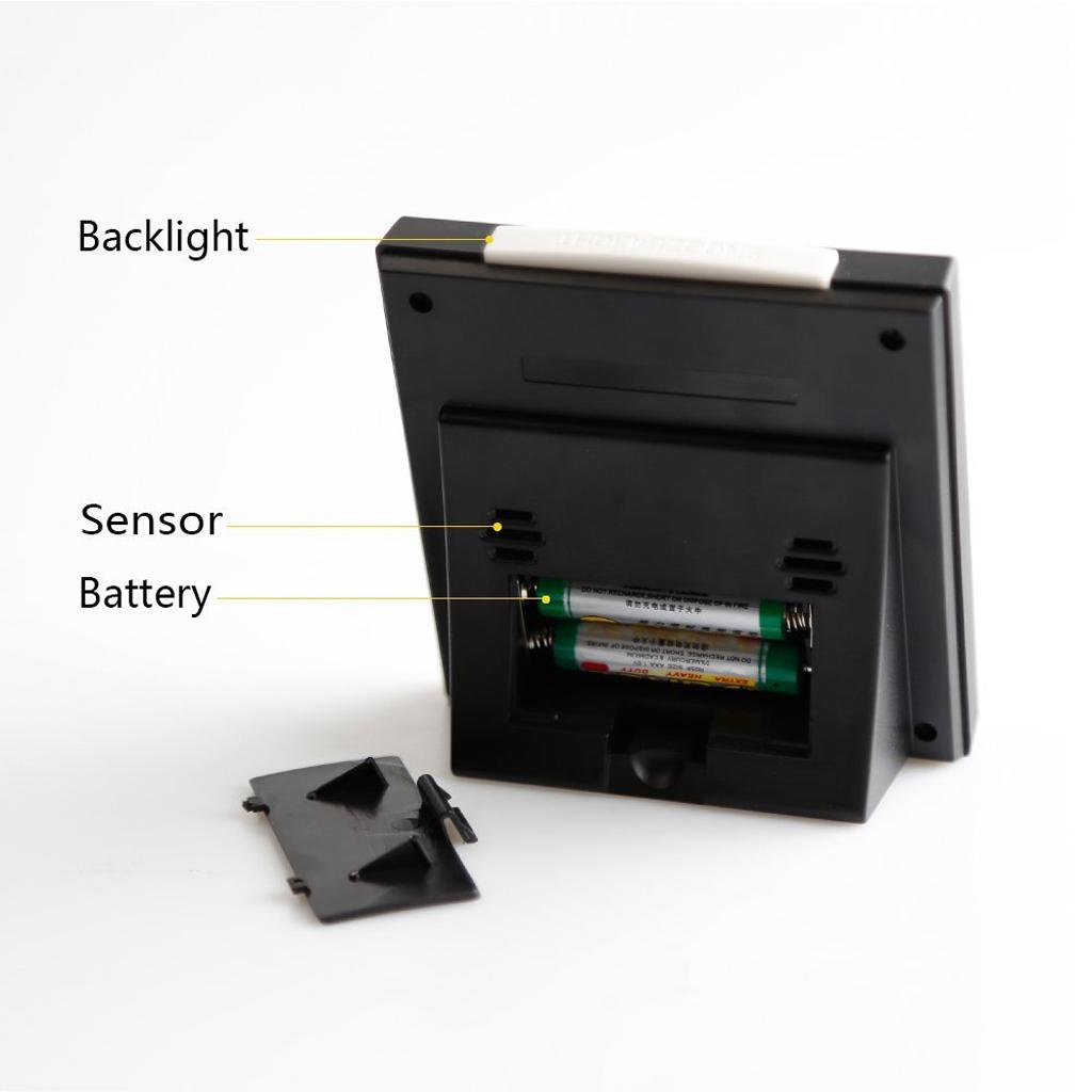 Weather Station Temperature Humidity Meter indoor Sensor Clock Black