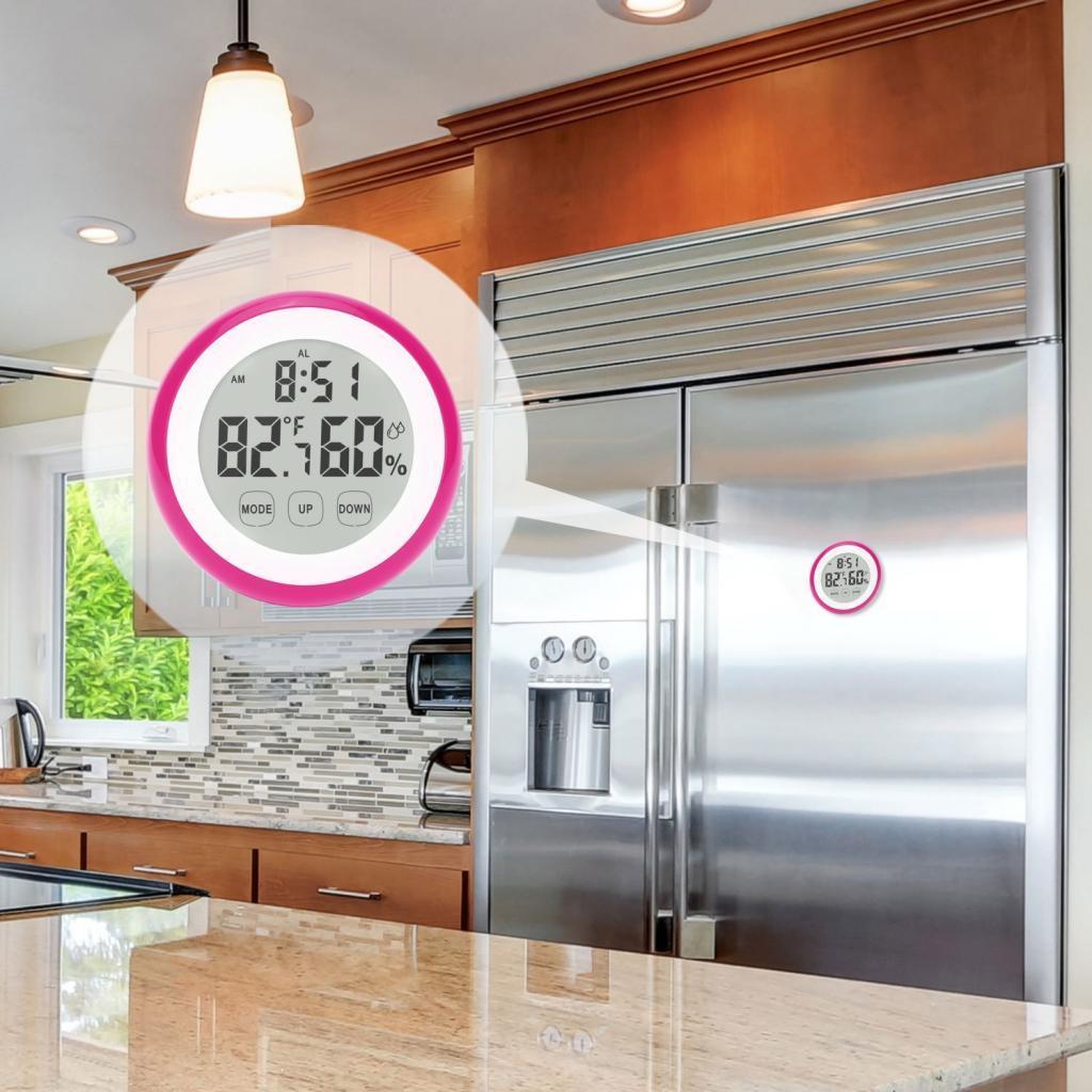 Backlight Touch Screen Hygrometer Time Temperature Clock Thermometer Rose