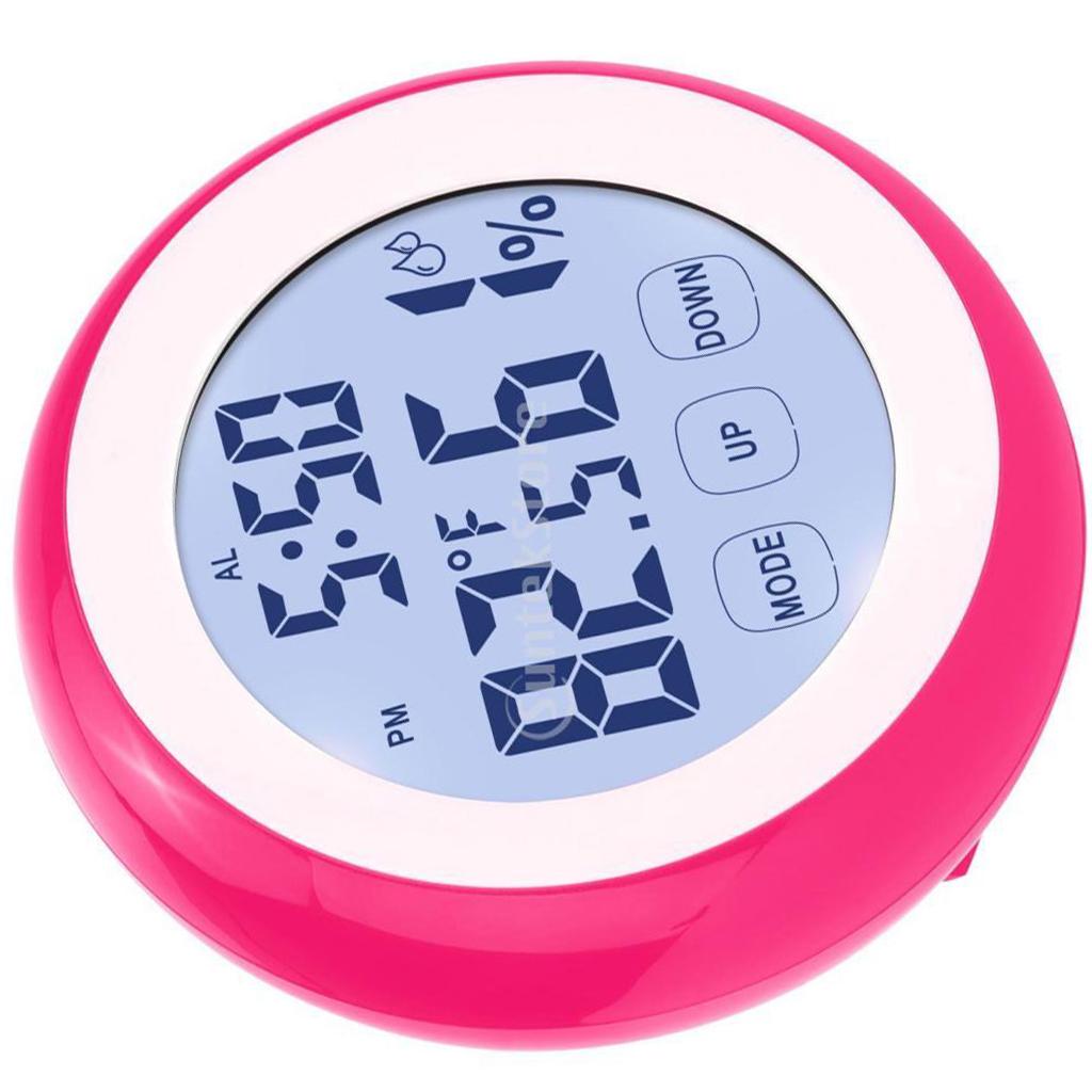 Backlight Touch Screen Hygrometer Time Temperature Clock Thermometer Rose