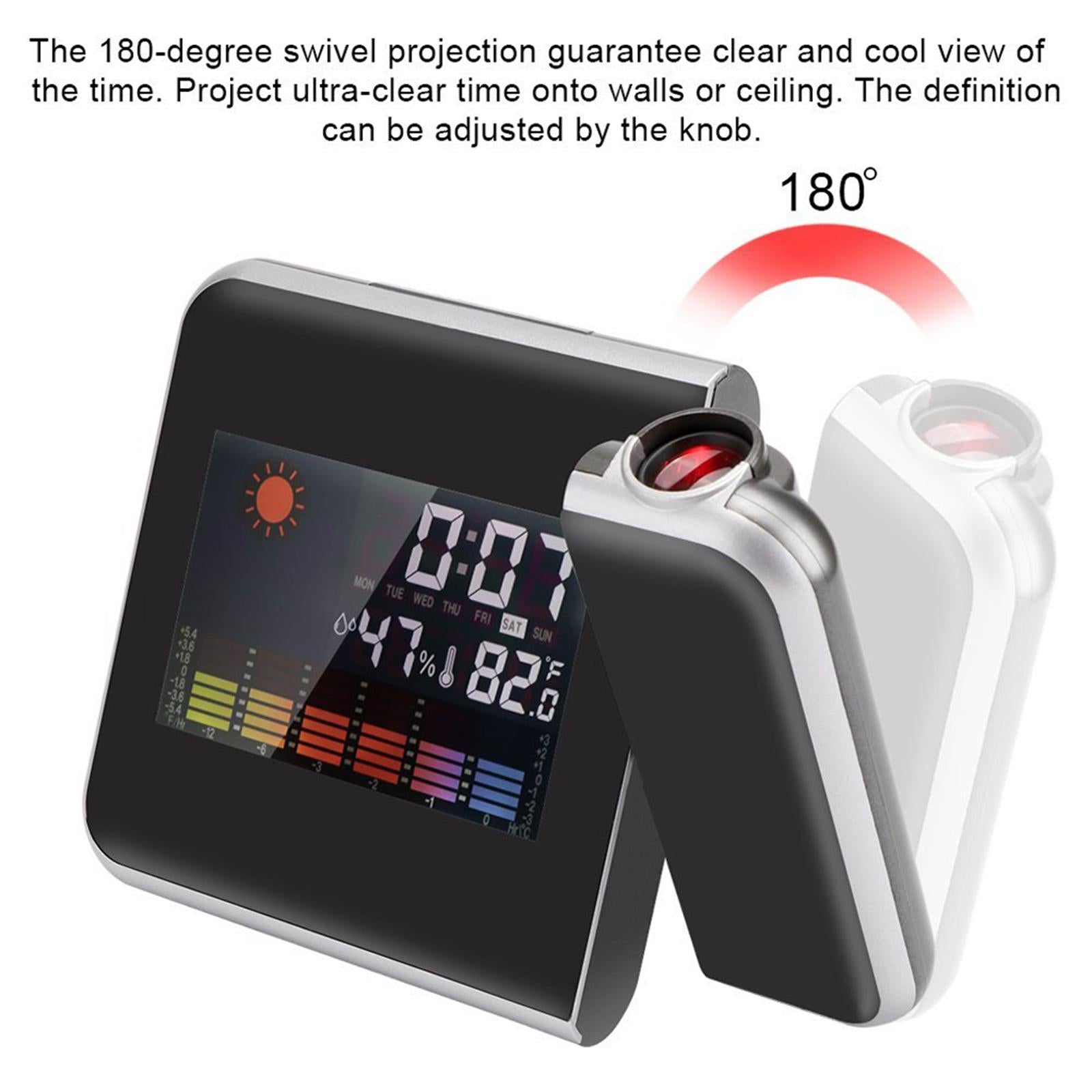 Projection Digital Weather LCD Snooze Alarm Clock Color Display w/ LED