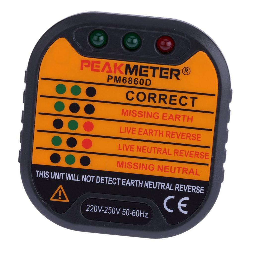 PEAKMETER PM6860D Automatic Electric Power Plug Socket Tester Eu Standard