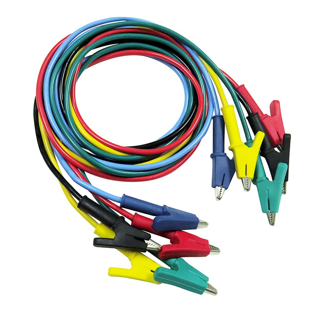 5 Pieces Cleqee P1024 Double-ended Clips Cable Alligator Testing Probe Lead
