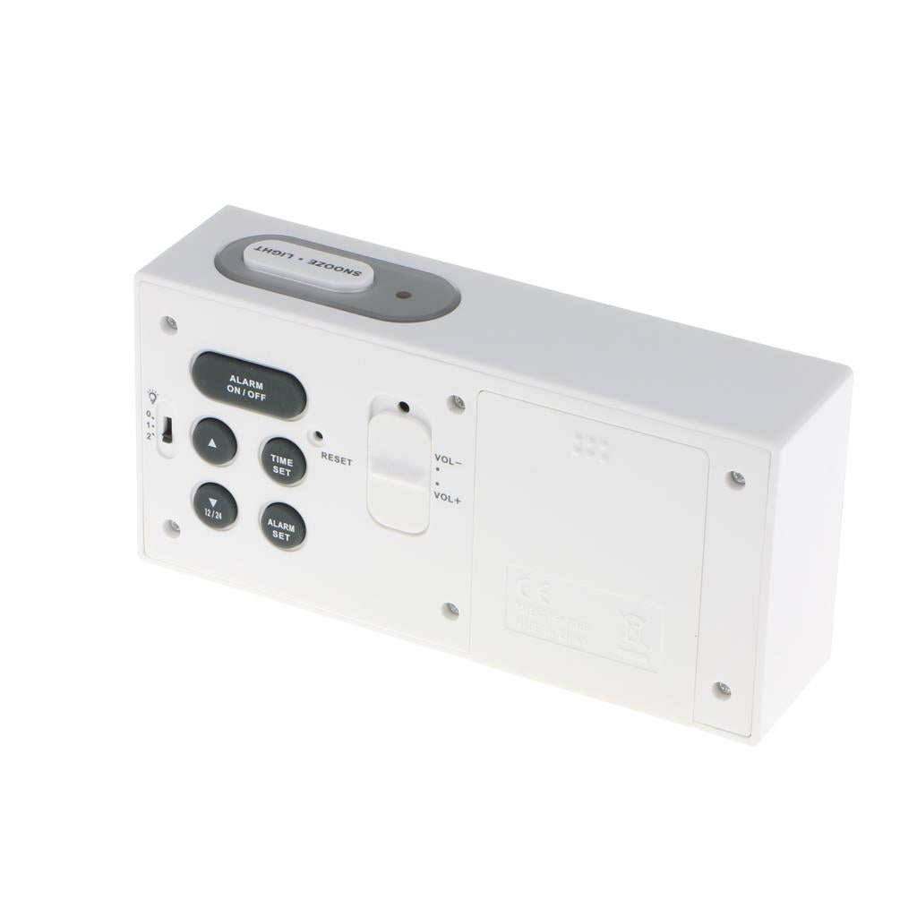 Digital Alarm LED Clock Light Control Backlight Time Snooze white