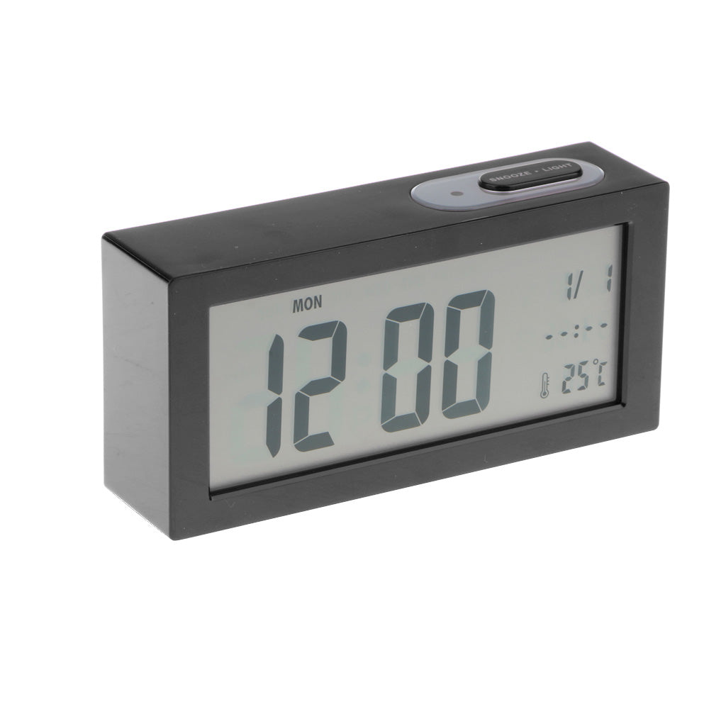 Digital Alarm LED Clock Light Control Backlight Time Snooze black