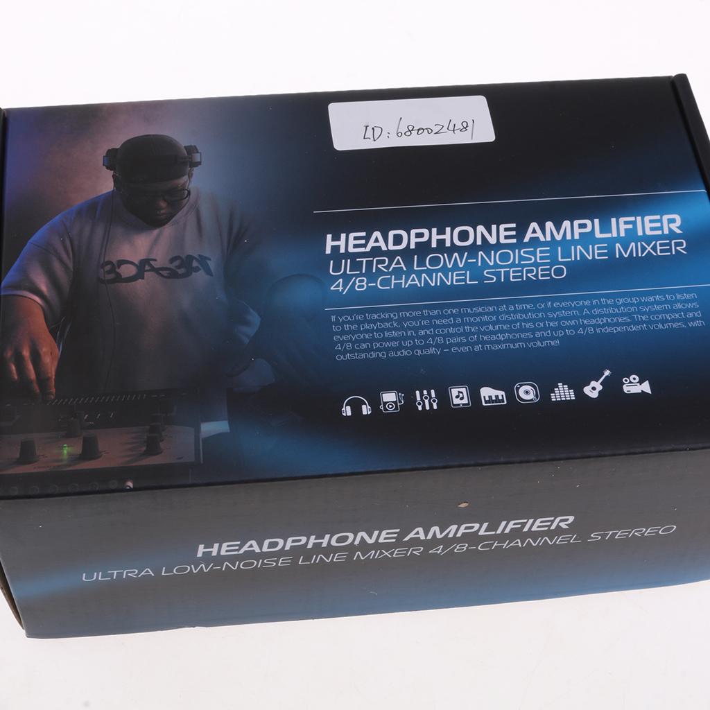 UK Plug Universal Home Audio Amplifier Compact 4-channel Stereo Headphone Black