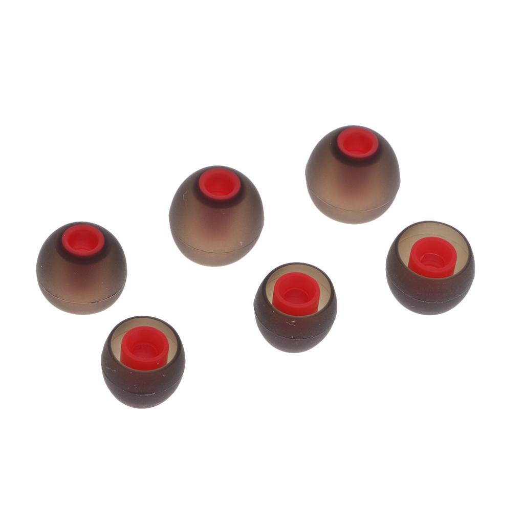 3.8mm Silicone In-Ear Earphone Covers Earbud Tips 3pairs Black Red