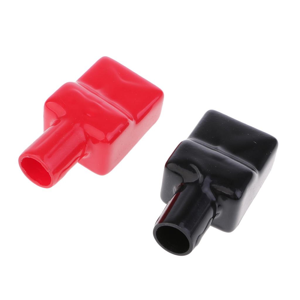 1Pair Car Battery Terminal Insulation Protector Sleeve Covers Black and Red