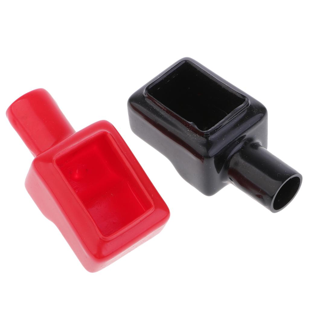 1Pair Car Battery Terminal Insulation Protector Sleeve Covers Black and Red