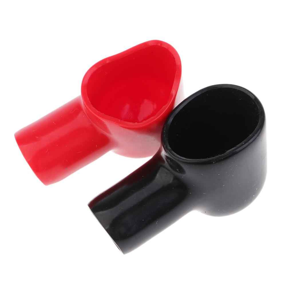 1Pair Car Battery Terminal Insulation Protector Sleeve Covers Black And Red 41mmx28mm
